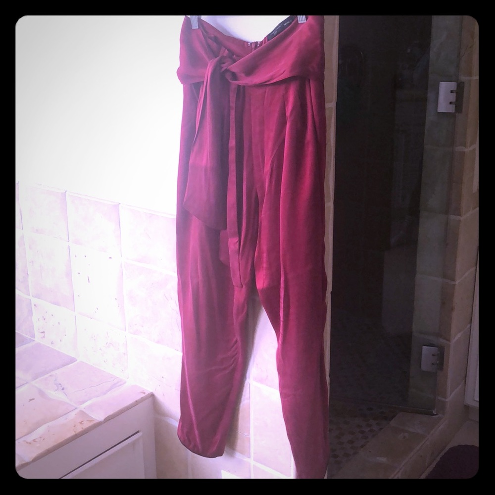 High waist paper bag pants